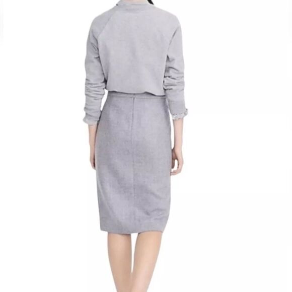 Jcrew Nwot grey Double Serge 💯 Wool Pencil Skirt with velvet bows size 2 - Picture 8 of 12